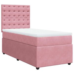 vidaXL Cama box spring con colch&oacute;n terciopelo rosa 90x200 cm