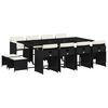 vidaXL Set comedor de jard&iacute;n con cojines 13 pzas rat&aacute;n sint&eacute;tico negro