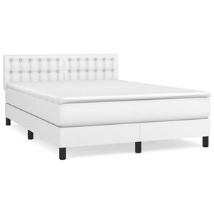 vidaXL Cama box spring con colch&oacute;n cuero sint&eacute;tico blanco 140x190 cm