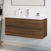 vidaXL Mueble de ba&ntilde;o con lavabo madera contrachapada marr&oacute;n roble