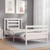 vidaXL Estructura de cama con cabecero madera maciza blanco 90x200 cm