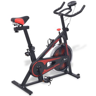 vidaXL Bicicleta estática con sensores de pulso negra y roja