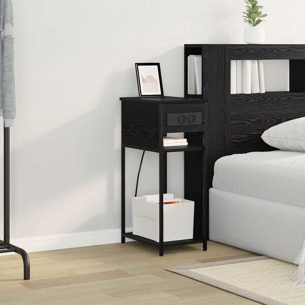 vidaXL Armario de Noche Roble Negro 41 x 28 x 76 cm