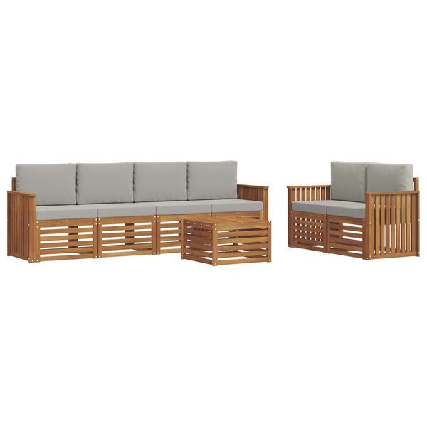 vidaXL Juegos de sof&aacute;s con coj&iacute;n 7 pcs Gris Natural y Claro