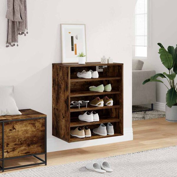 vidaXL Mueble zapatero madera contrachapada roble ahumado 60x35x70 cm