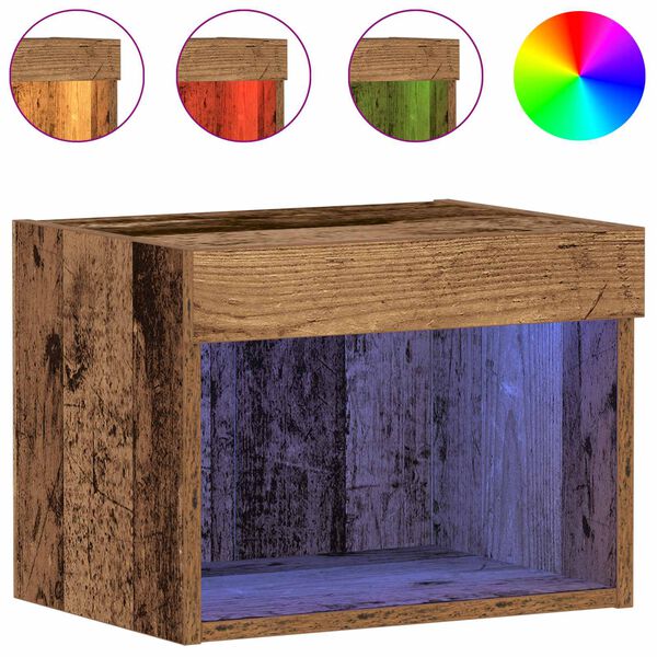 vidaXL Conjunto de mueble de TV con LED Madera vieja 40 x 30 x 30 cm