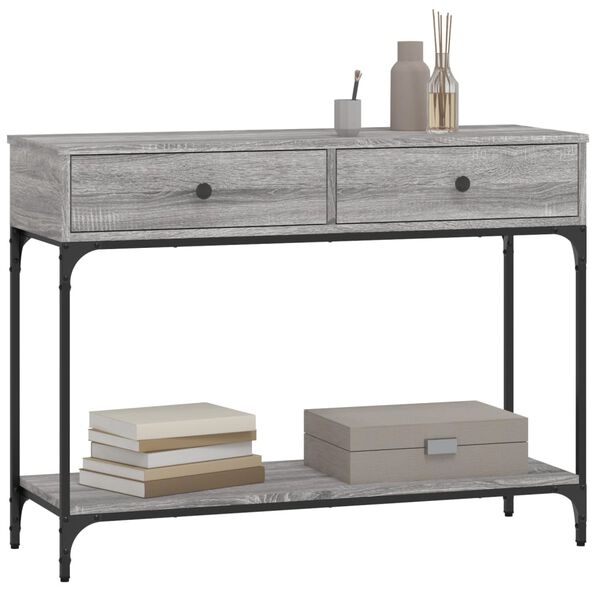 vidaXL Mesa consola madera de ingenier&iacute;a gris Sonoma 100x34,5x75 cm
