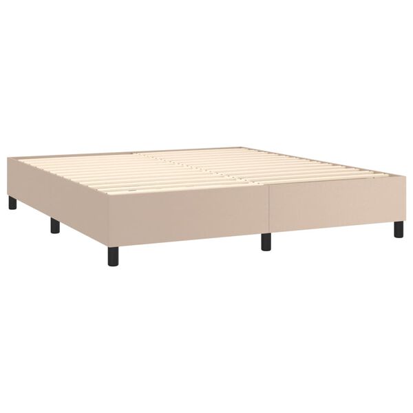 vidaXL Cama box spring con colch&oacute;n cuero sint&eacute;tico capuchino 180x200cm