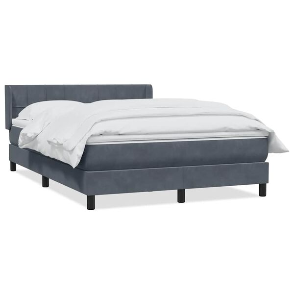 vidaXL Cama box spring con colch&oacute;n terciopelo gris oscuro 140x210 cm