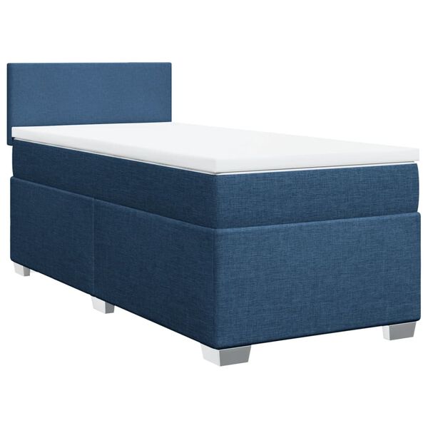 vidaXL Cama box spring con colch&oacute;n tela azul 80x200 cm