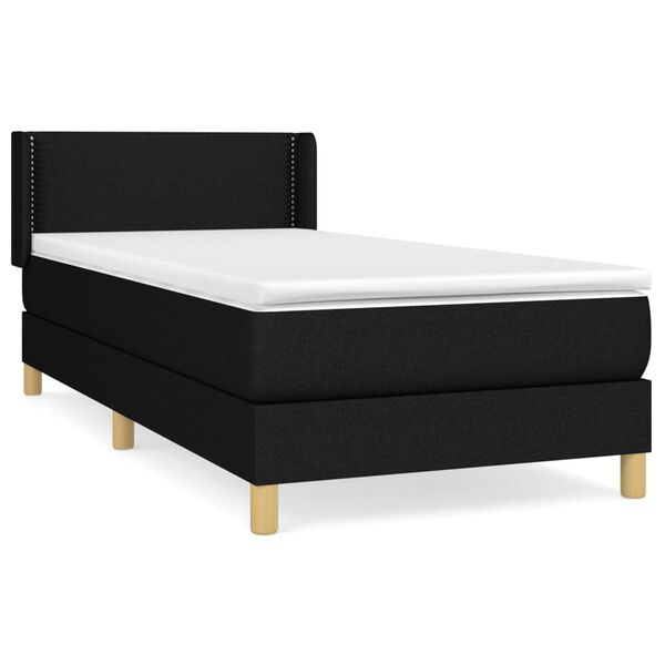 vidaXL Cama box spring con colch&oacute;n tela negro 90x200 cm