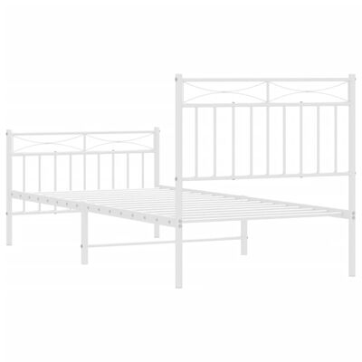 Estructura cama metal con cabecero y pie cama blanca VIDA XL (90x190 cm)