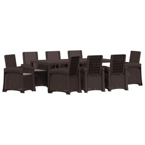 vidaXL Conjunto de Comedor de Jard&iacute;n 9 uds. Marr&oacute;n y Gris Claro PP