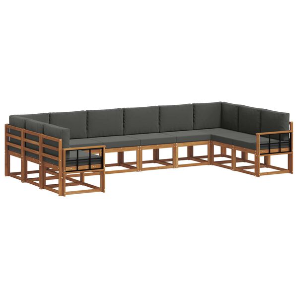 vidaXL Conjunto de sof&aacute;s de exterior 10 pcs Natural y Antracita