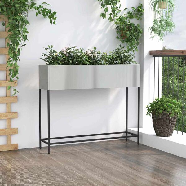 vidaXL Jardinera Elevada Plateado 100 x 26 x 82 cm Acero Galvanizado