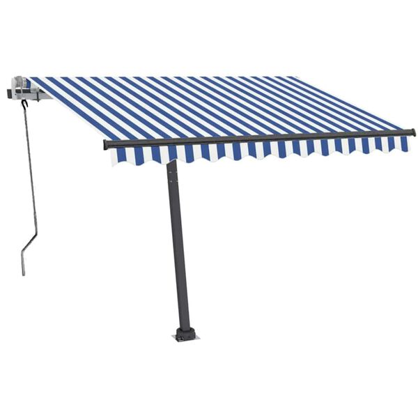 vidaXL Toldo manual retr&aacute;ctil con LED azul y blanco 350x250 cm