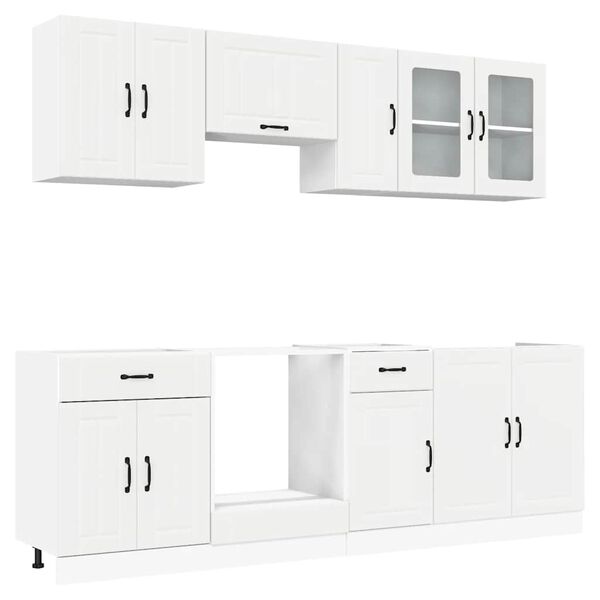 vidaXL Mueble de cocina Kalmar blanco 8 piezas madera contrachapada