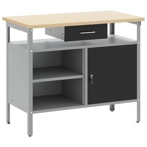 vidaXL Banco de trabajo con caj&oacute;n Negro y Gris 100 x 55 x 85 cm