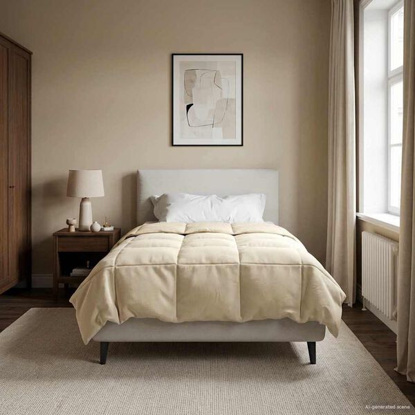 vidaXL Edred&oacute;n de Todo el A&ntilde;o Acolchado Crema 155 x 220 cm Microfibra