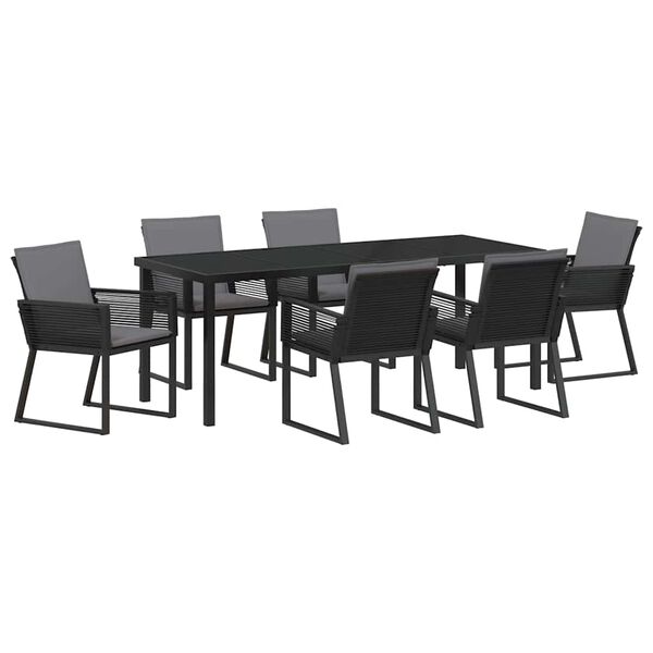 vidaXL Conjunto de Comedor de Jard&iacute;n 7 pcs Negro