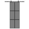 vidaXL Puerta corredera set herrajes vidrio templado aluminio 76x205cm