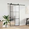 vidaXL Puerta corredera con herrajes negro 102x205 cm ESG vidrio