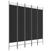 vidaXL Biombo divisor de 5 paneles de tela negro 200x200 cm
