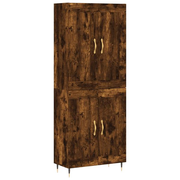 vidaXL Aparador alto madera contrachapada roble ahumado 69,5x34x180 cm