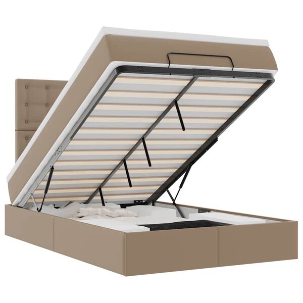 vidaXL Estructura cama otomana colch&oacute;n cuero sint&eacute;tico cappucino