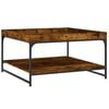 vidaXL Mesa de centro madera ingenier&iacute;a y hierro roble humo 80x80x45cm