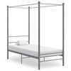 vidaXL Estructura de cama con dosel sin colch&oacute;n metal gris 90x200 cm