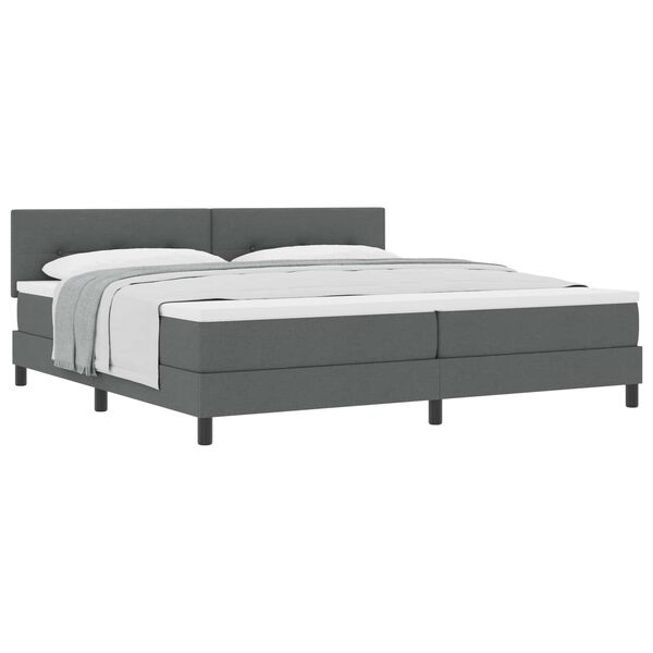 vidaXL Cama tipo Box Spring con colch&oacute;n Gris oscuro 200 x 200 cm tela