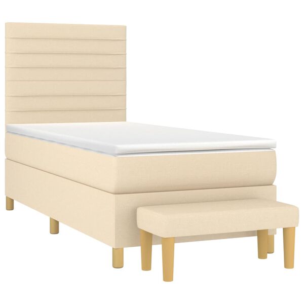 vidaXL Cama box spring con colch&oacute;n tela color crema 80x200 cm