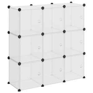 vidaXL Organizador de cubos de almacenamiento con 9 cubos y puertas, PP transparente