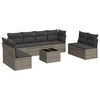 vidaXL Set de muebles de jard&iacute;n 9 pzas y cojines rat&aacute;n sint&eacute;tico gris