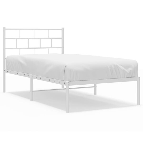 vidaXL Estructura cama sin colch&oacute;n con cabecero metal blanco 90x200 cm
