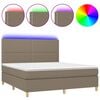 vidaXL Cama box spring colch&oacute;n y luces LED tela gris taupe 180x200 cm