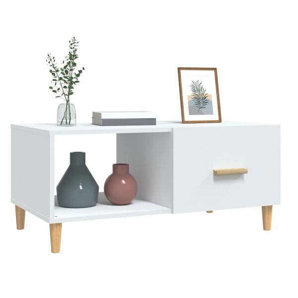 vidaXL Mesa de centro madera de ingenier&iacute;a blanco 89,5x50x40 cm