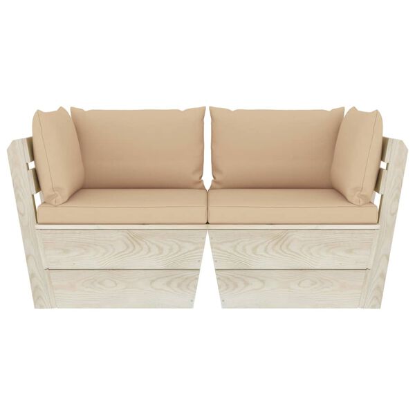 vidaXL Sofá de palets de jardín 2 plazas con cojines madera de abeto