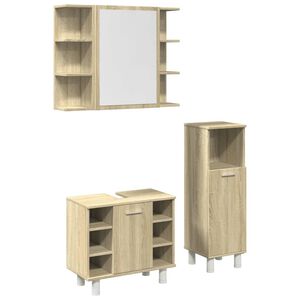 vidaXL Set de muebles de ba&ntilde;o 3 pzas madera contrachapada roble Sonoma