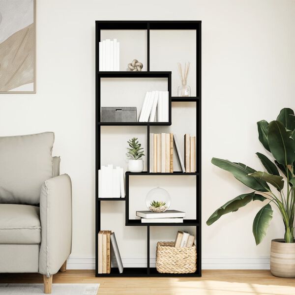 vidaXL Librer&iacute;a divisora madera de ingenier&iacute;a negra 67x25x161,5 cm