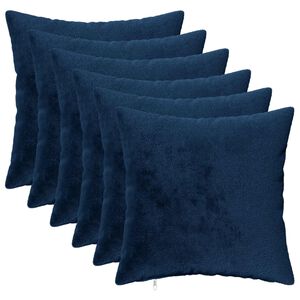 vidaXL Coj&iacute;n decorativo 6 uds. HEERLEN Azul marino 40 x 40 cm Franela
