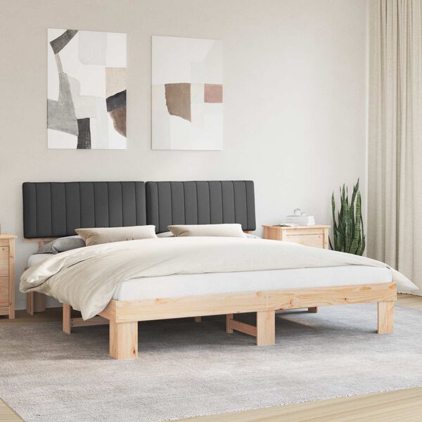 vidaXL Estructura de Cama con Cabecera Tapizada Gris oscuro