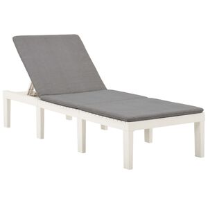 vidaXL Tumbona con coj&iacute;n pl&aacute;stico blanco