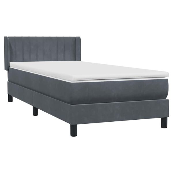 vidaXL Cama box spring con colch&oacute;n terciopelo gris oscuro 90x210 cm
