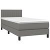 vidaXL Cama box spring con colch&oacute;n tela gris oscuro 100x200 cm