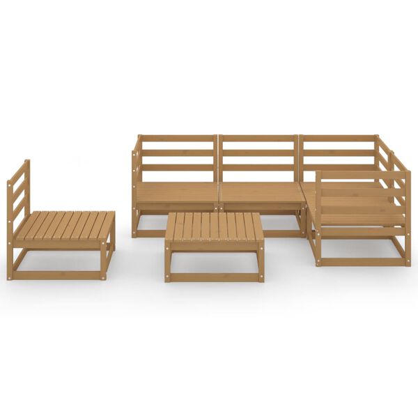 vidaXL Muebles de jard&iacute;n 6 piezas marr&oacute;n miel madera maciza de pino