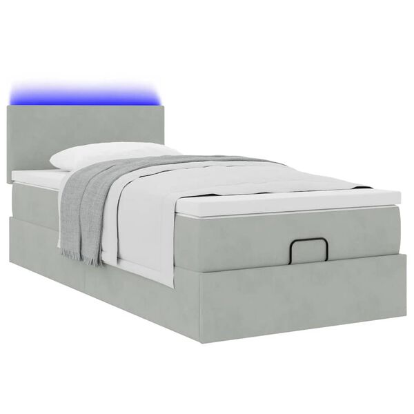 vidaXL Estructura cama otomana colch&oacute;n terciopelo gris claro 90x200cm