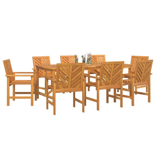 vidaXL Conjunto de Comedor de Jard&iacute;n 9 pcs Marr&oacute;n