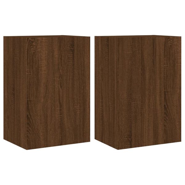 vidaXL Muebles de TV de pared 2 uds madera marr&oacute;n roble 40,5x30x60 cm